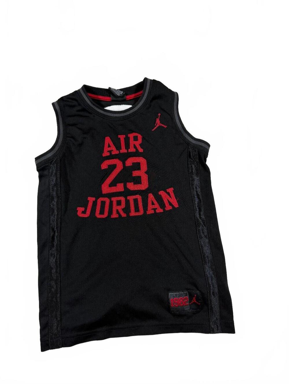 Kids' Air Jordan 23 Black and Red Basketball Jersey Size S 8-10